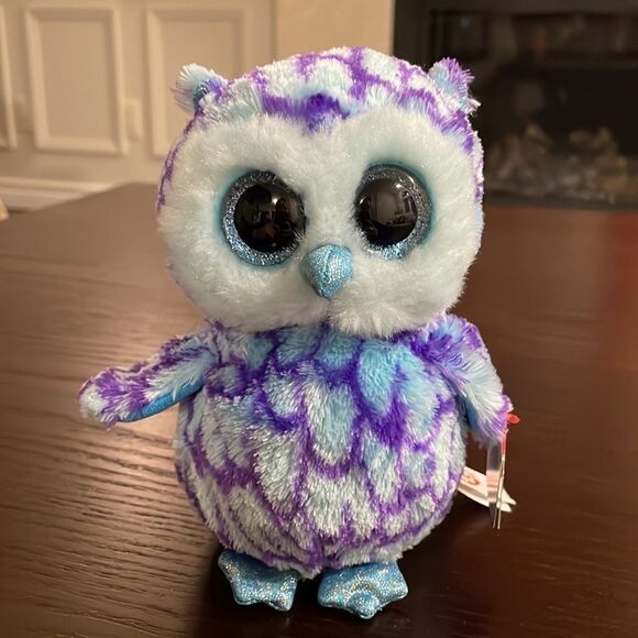 2015 Ty Beanie Boos Oscar the Blue & Purple Owl Excellent Condition NWT 6” tall - Picture 5 of 9